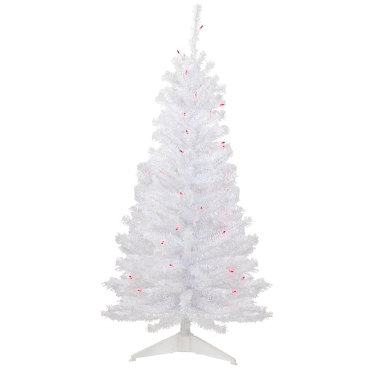 4Ft Pre-Lit White Woodbury Pine Slim Artificial Christmas Tree, Pink Lights By Northlight | 4 ft | Michaels®